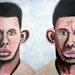 Painting of roger ballen twins brothers with large ears.