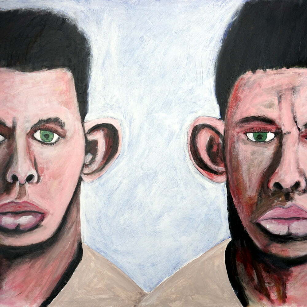Painting of roger ballen twins brothers with large ears.