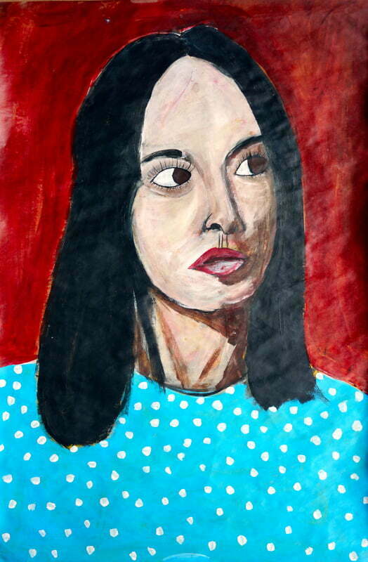 Painting of Susan Atkins Charles Manson killer.