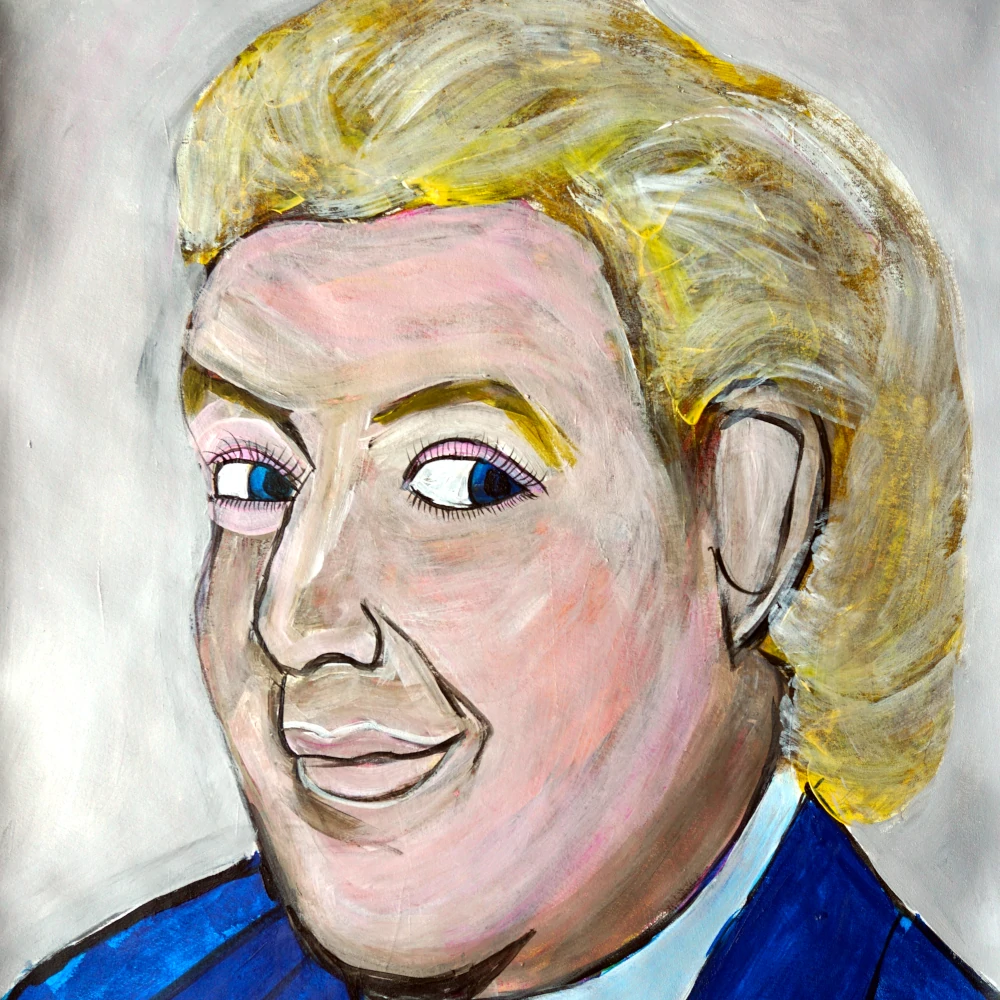 Portrait painting by Chris Dale of wrestler of Gorgeous George.