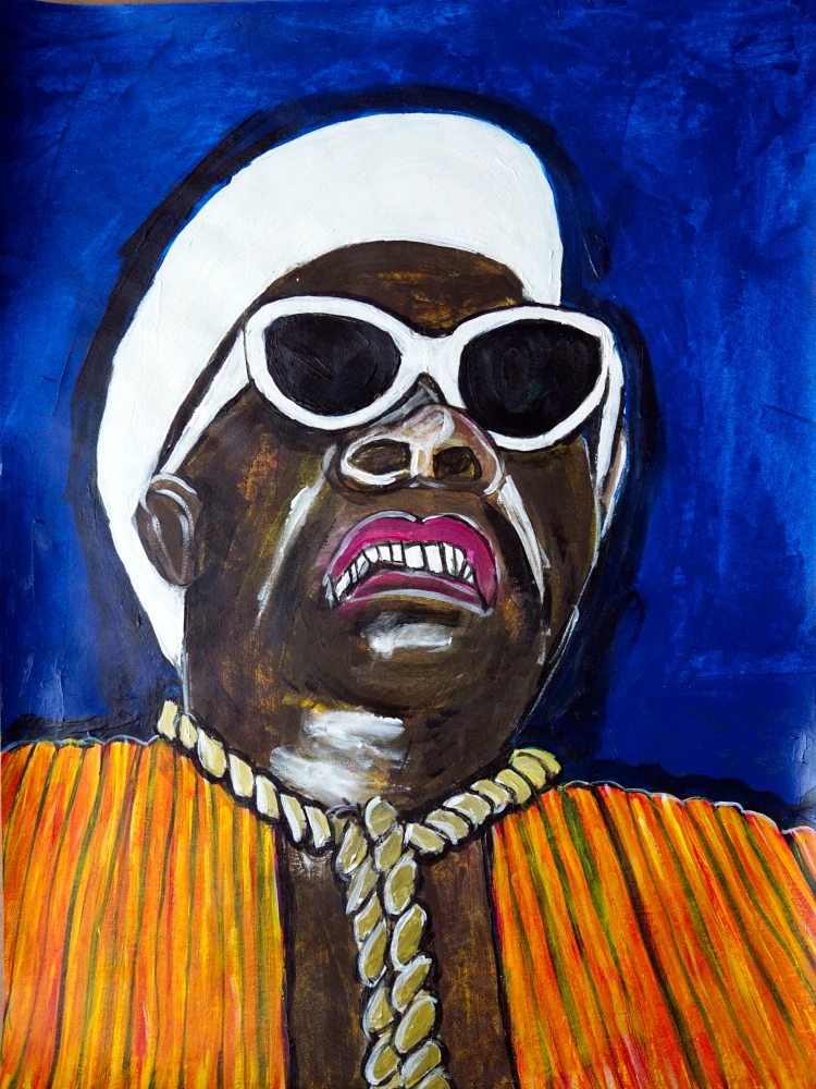 Portrait painting by Chris Dale of wrestler of Sweet Daddy Siki.