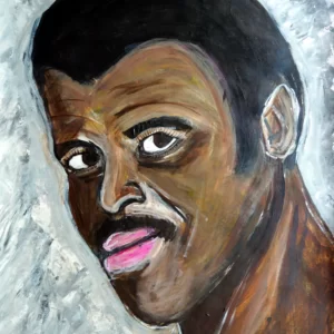 Portrait painting by Chris Dale of wrestler of Rocky Johnson.