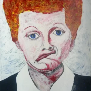 Painting by Chris Dale of Lucille Désirée Ball making a funny face.