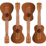 Digital drawing by artist Chris Dale of for ukuleles.