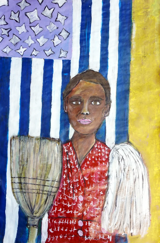 Standing tall with a mop and broom, there Allegiance.
