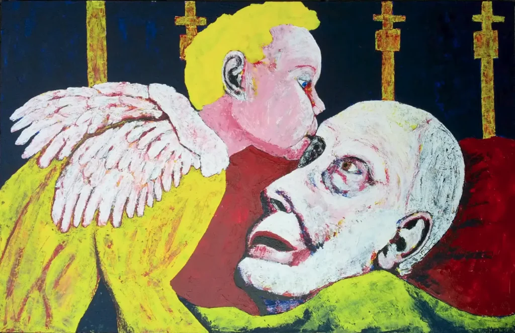 Angels kiss on deathbed