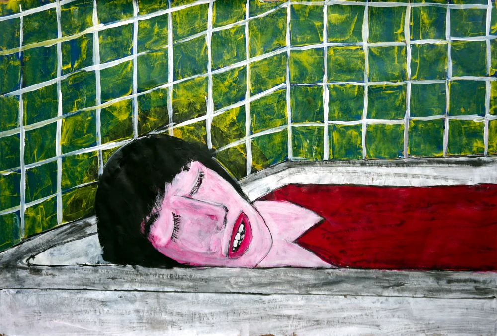 Bloodbath water stained red by blood.