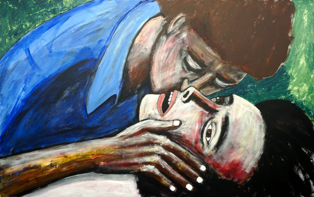 Mouth full of lips and tongue