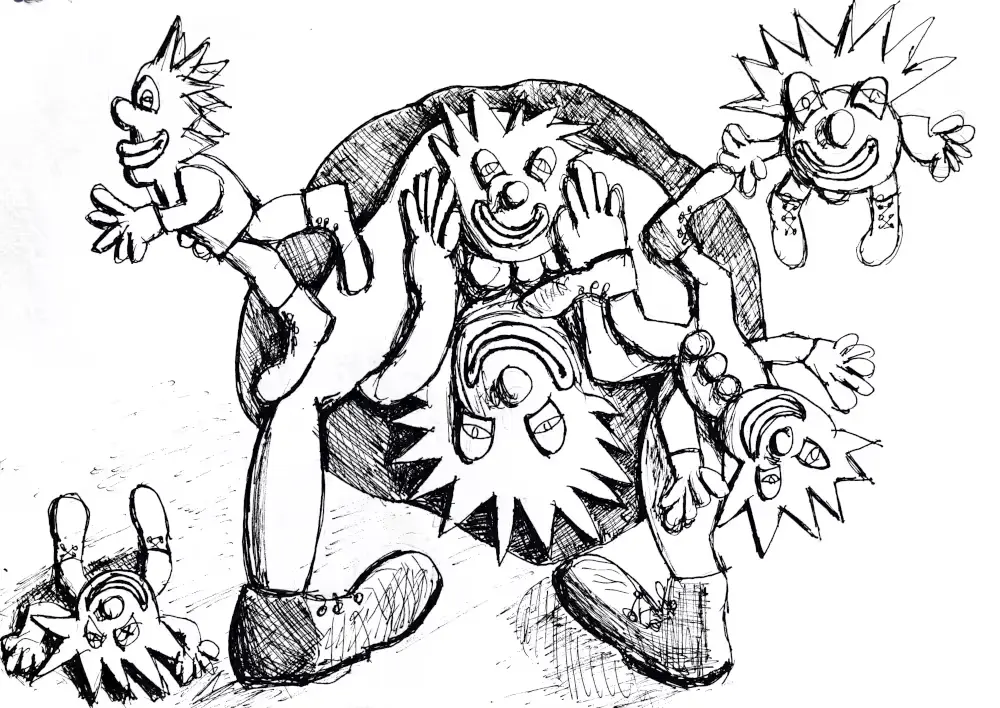 Clown Birth: A Whimsical Drawing by Artist Chris Dale