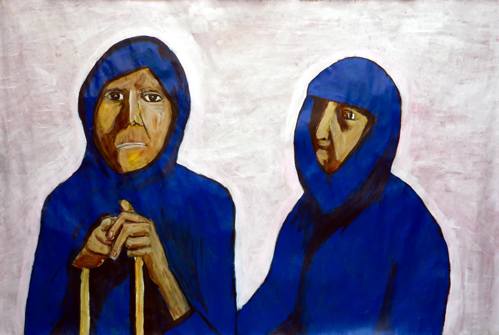 Dark Figures long life rest on canes.