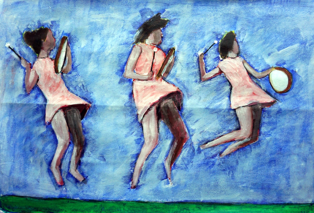 Drum beats suspend minds in space.