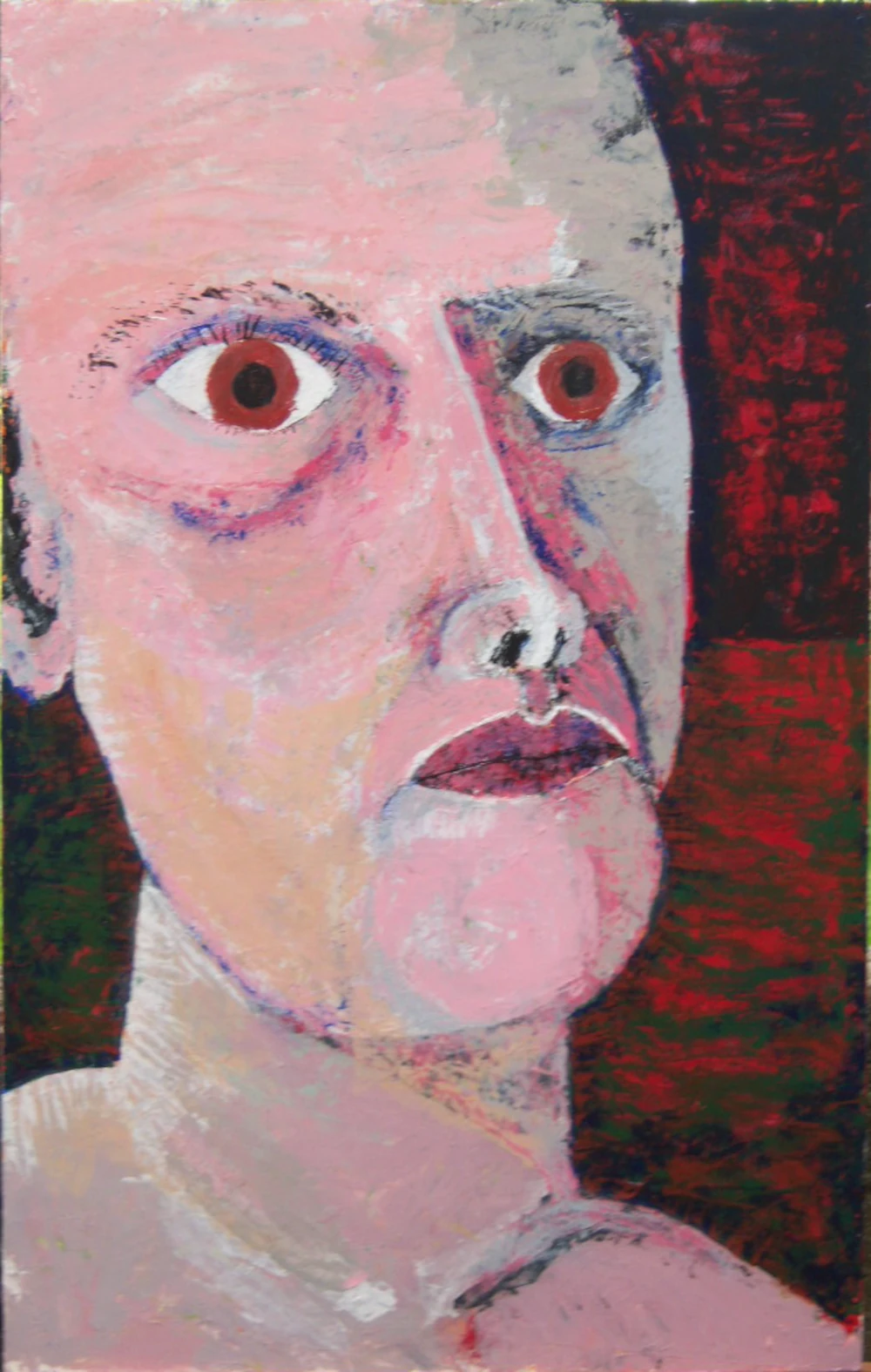 Big and pink and long face.