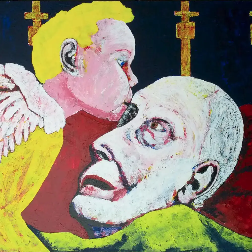 Angels kiss on deathbed