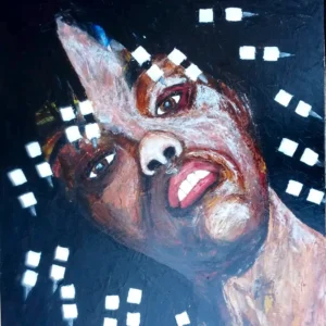 Beads match the teeth, a porcelain accompaniment.