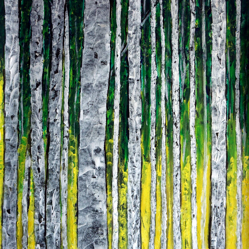 Guards stand presents birch trees wall to all.