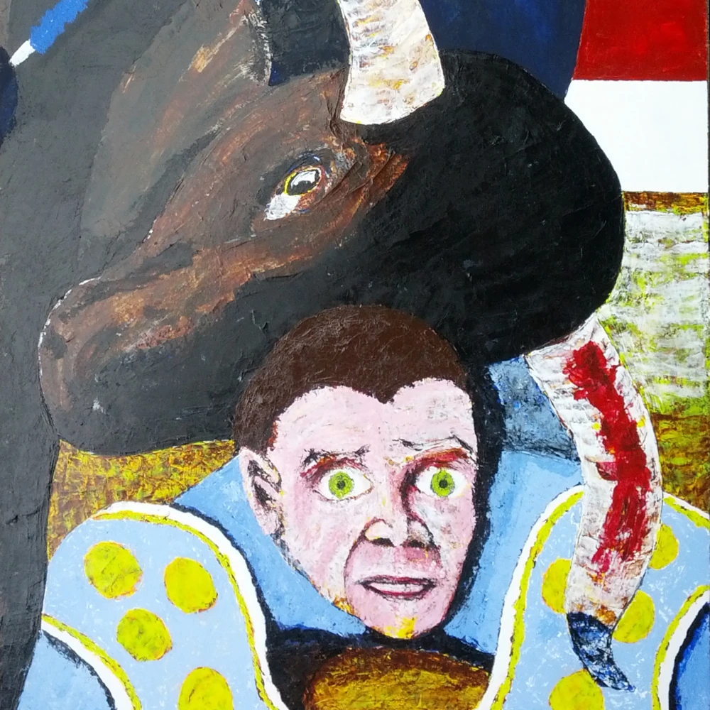 Helplessly bullfighting own the ground, death now runs.