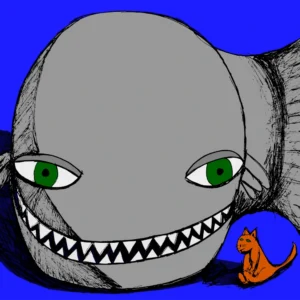 Imaginary Whale how the cat met it must be over fish.