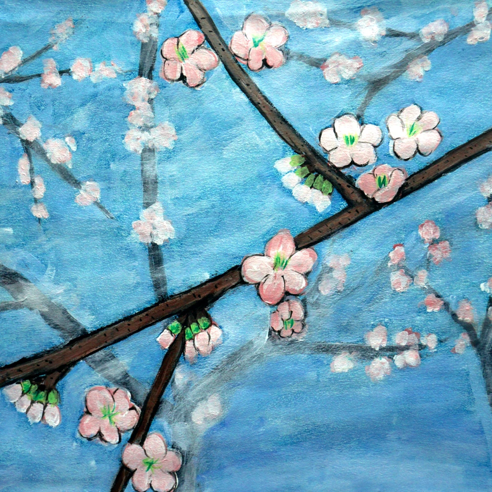Cherry blossoms on a branch. Happy day!