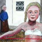 Red ribbon for the golden locks.