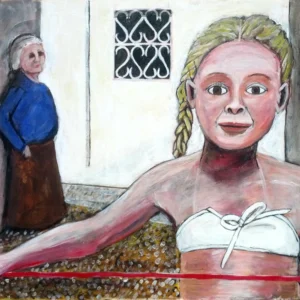 Red ribbon for the golden locks.