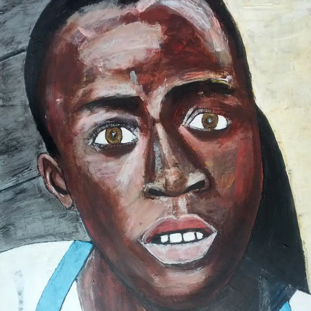 Resting Against Pillar on A Hot Day