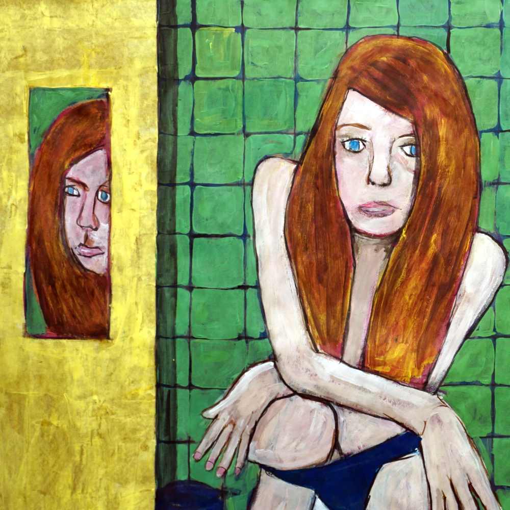Forgotten phone, Small Mirror for mediated self reflection.