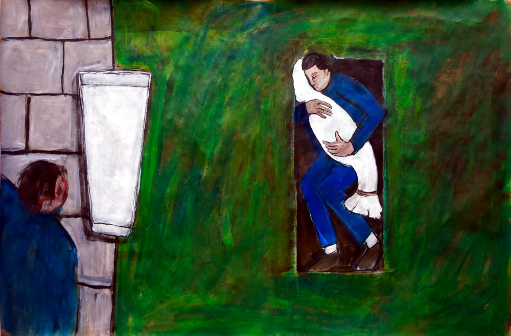 Letting Go into cold ground, only room for one.