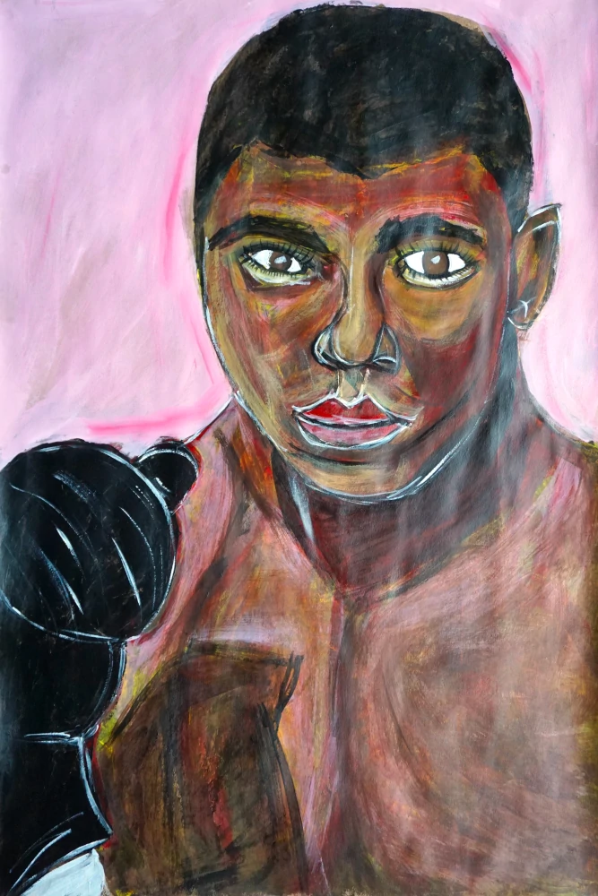 Muhammad Ali face punched into beauty.
