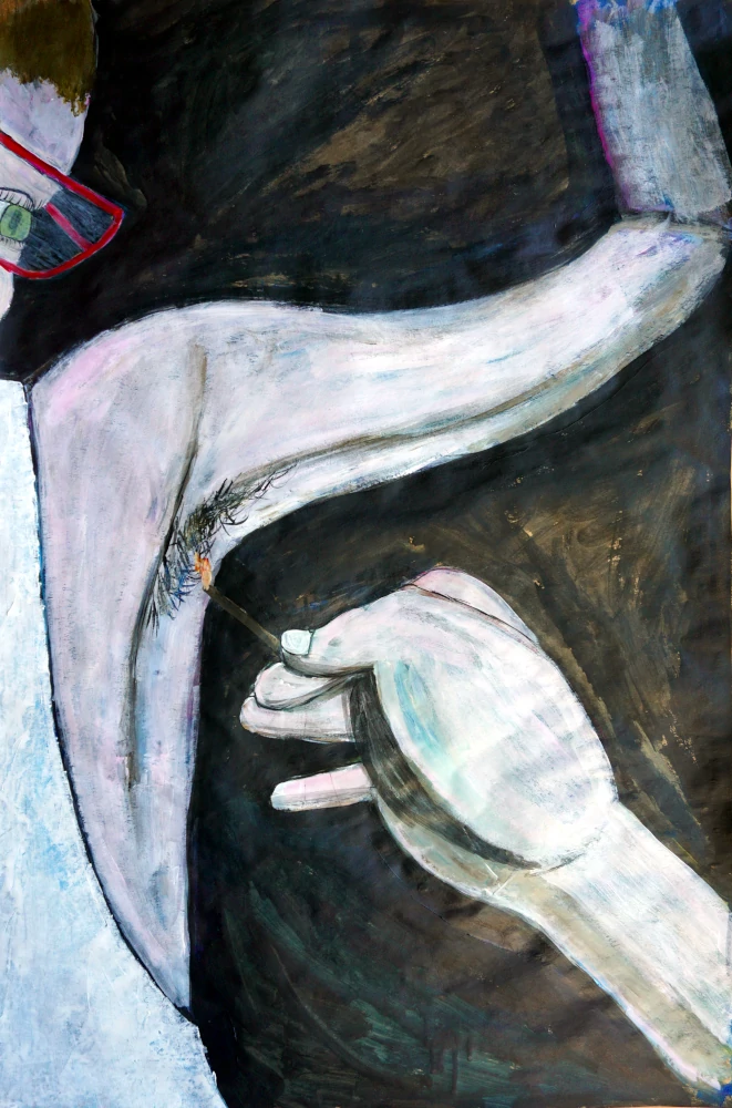 Bring light in hollow exposes hairy of pits.