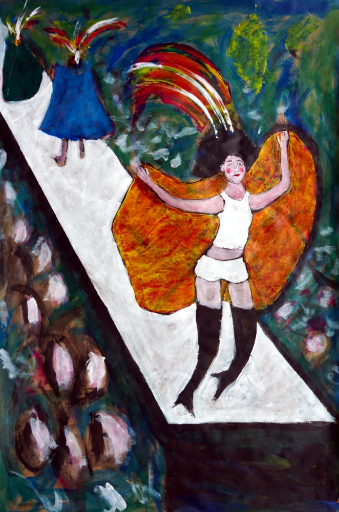 Plumes strutting down the runway, flashing all that see.