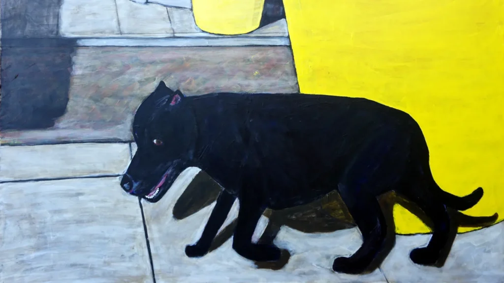 Black Dog on An Adventure 1 Black dog, not hot dog on the street.