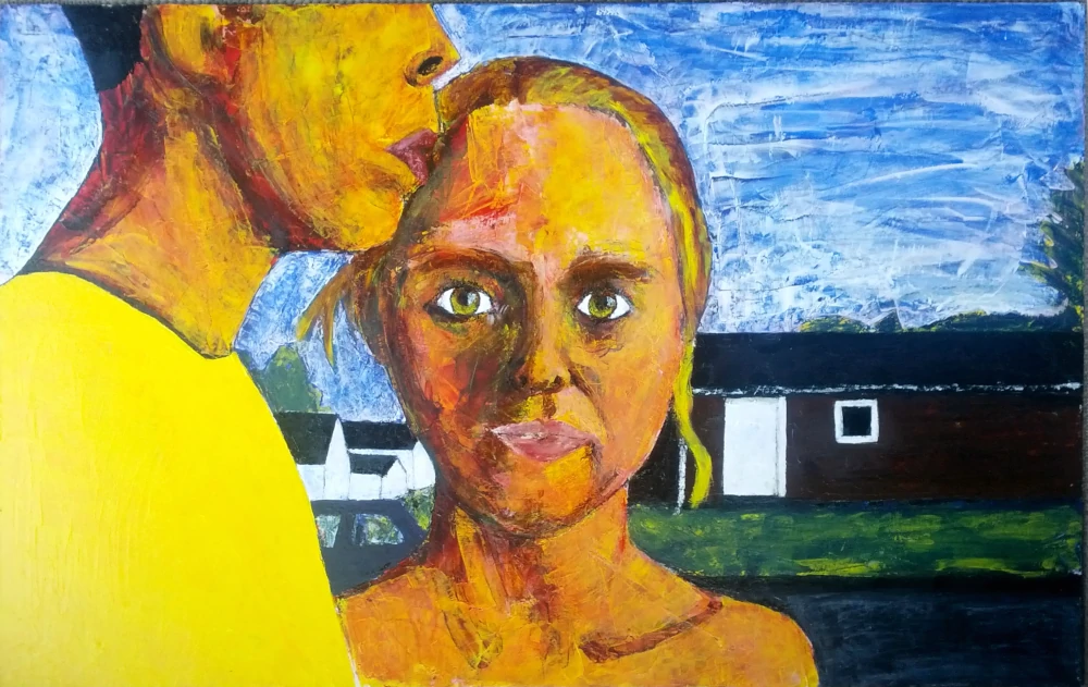 Warm Suburban Sunset on asphalt beach.