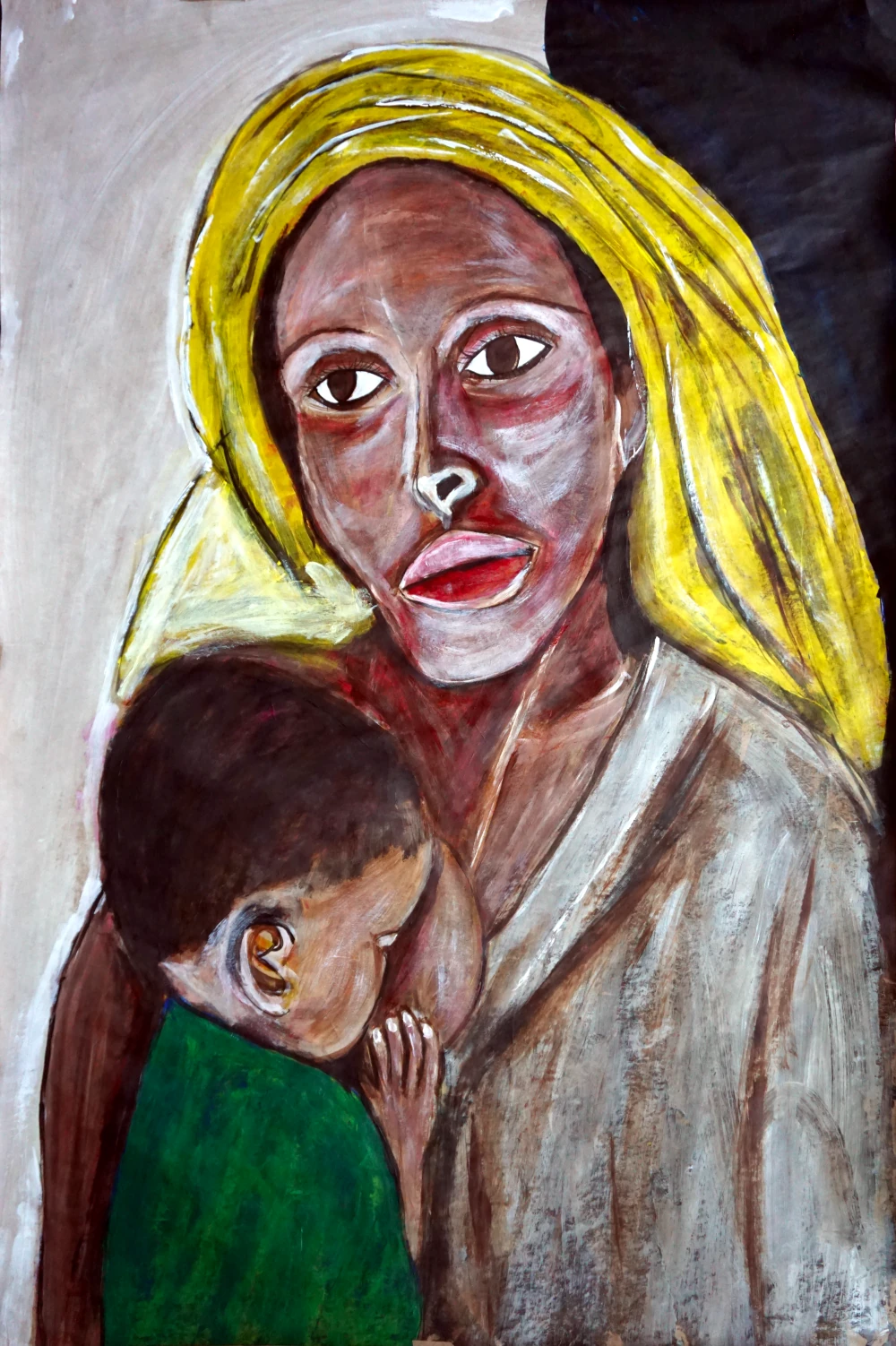 The child and the mother have moments together breastfeeding.