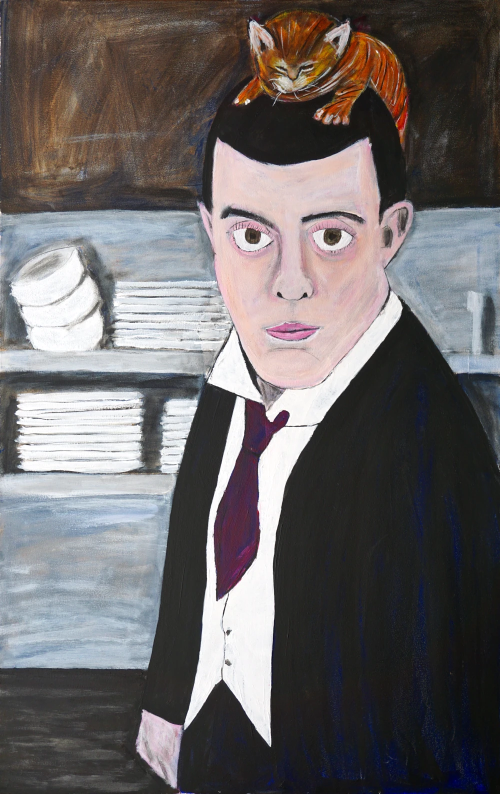 Cat should be in hat not on head.