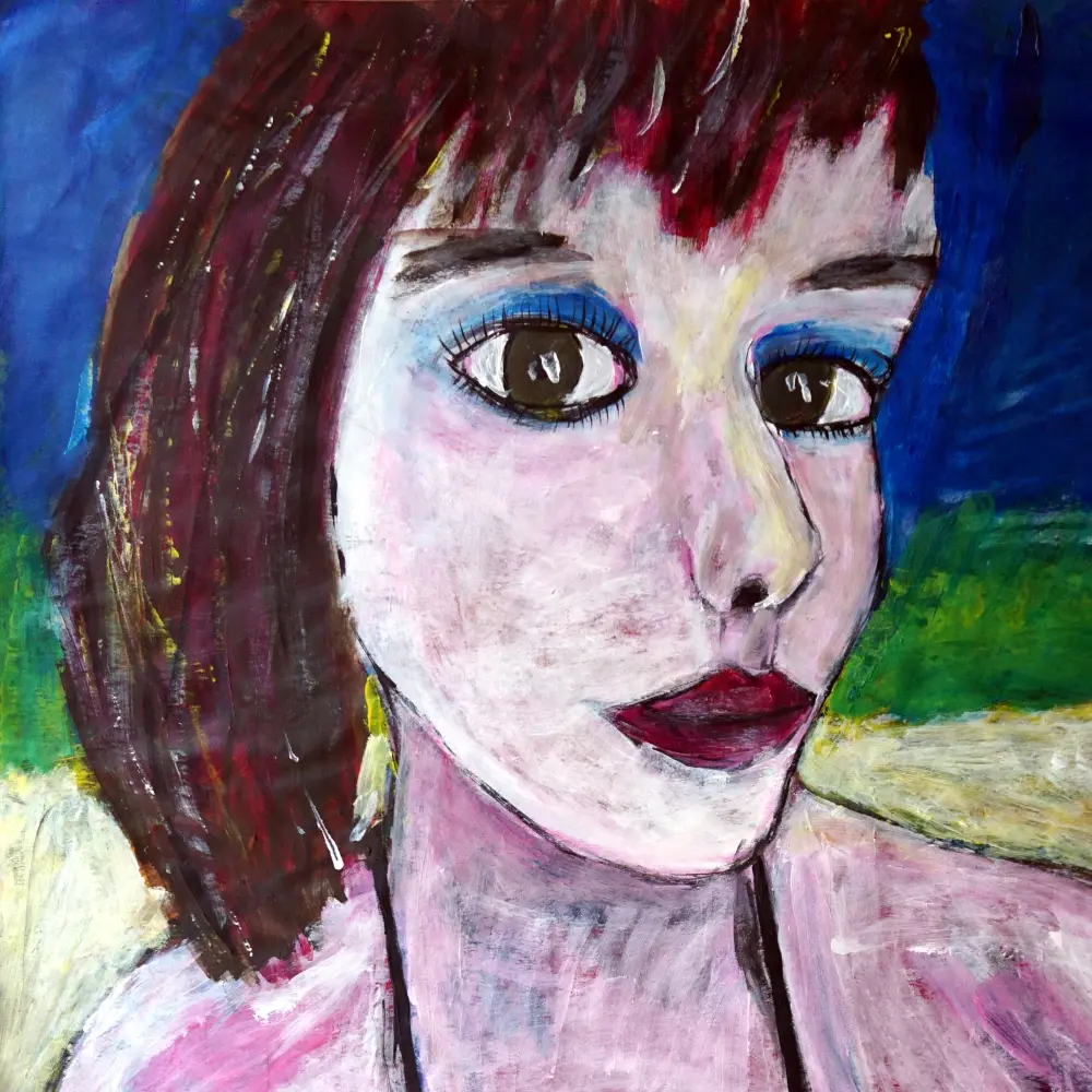 Girl at beach with friends.