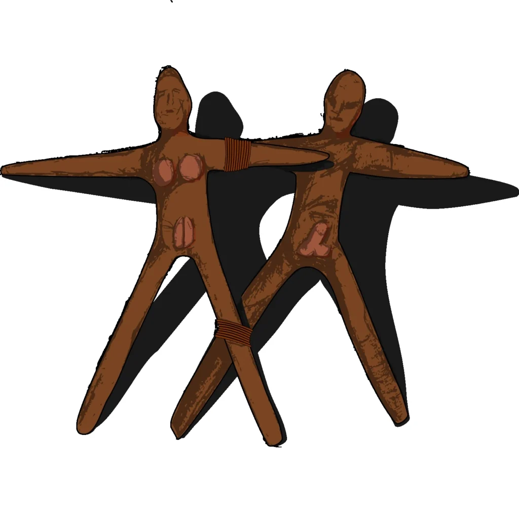 Marriage dolls tied like our new lives.